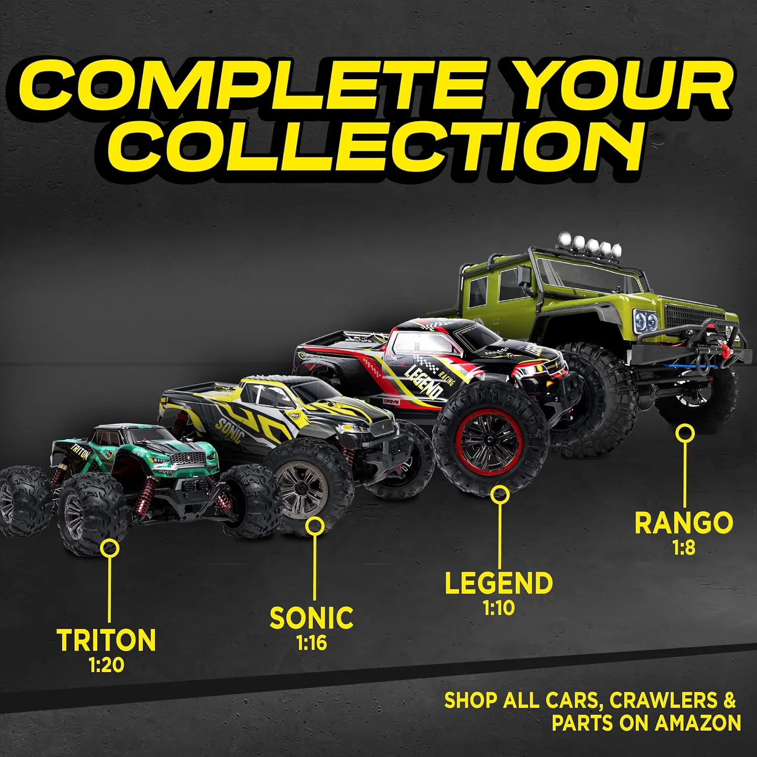 LAEGENDARY Remote Control Car, Hobby Grade RC Car 1:10 Scale Brushed Motor with Two Batteries, 4x4 Off-Road Waterproof RC Truck, Fast RC Cars for Adults, RC Cars, Remote Control Truck