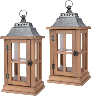 Lantern Decorative (Set of 2) - 15in IP65 Waterproof Vintage Style Candle Lantern, Decorative Lanterns for Home Decor, Indoor Outdoor, Front Porch, Garden, Farmhouse Weddings Style (No Candles)