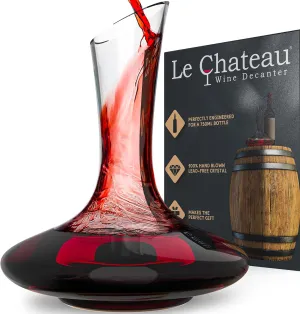 Large Elegant Wine Decanter with Aerator - Hand Blown Lead-Free Crystal Glass Wine Carafe, 750ml Red Wine Decanter, Wine Aerator Accessory for Wine Lovers