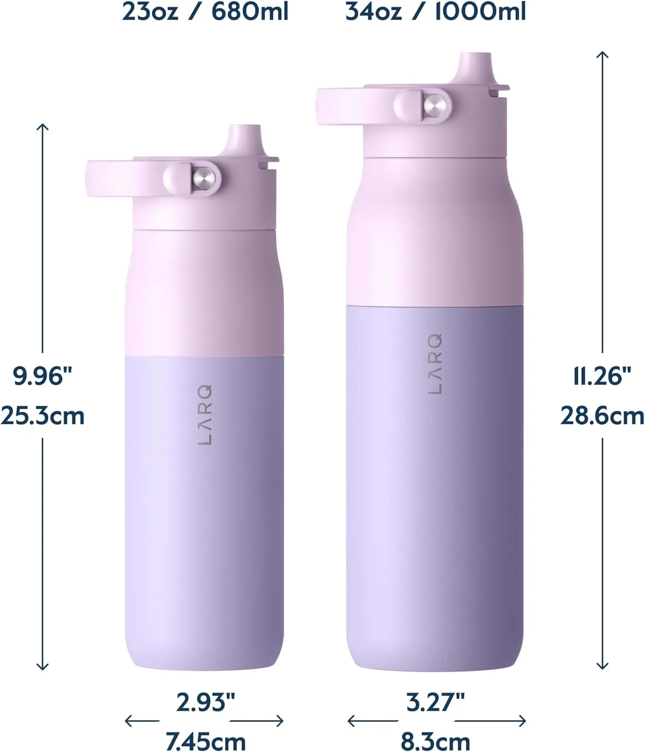LARQ Swig Top 34oz - Insulated Stainless Steel Water Bottle With Built-In Silicone Handle | Thermos, BPA Free | Reusable Bottle for Sports, Gym, and Travel, Luberon Lavender