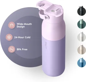 LARQ Swig Top 34oz - Insulated Stainless Steel Water Bottle With Built-In Silicone Handle | Thermos, BPA Free | Reusable Bottle for Sports, Gym, and Travel, Luberon Lavender