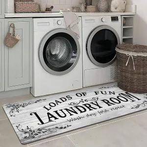 Laundry Room Rug Runner 24"x60" Non Slip Waterproof Laundry Mats for Laundry Room Decor Washable Floor Farmhouse Laundry Rug for Mudroom Washroom Bathroom, Light Grey