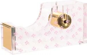 Laura Ashley English Garden Tape Dispenser – 5” Floral Acrylic & Gold Desktop Tape Holder – Stylish Aesthetic Office Supply for Home & Work – Heavy-Duty Cutter with Gift-Ready Packaging