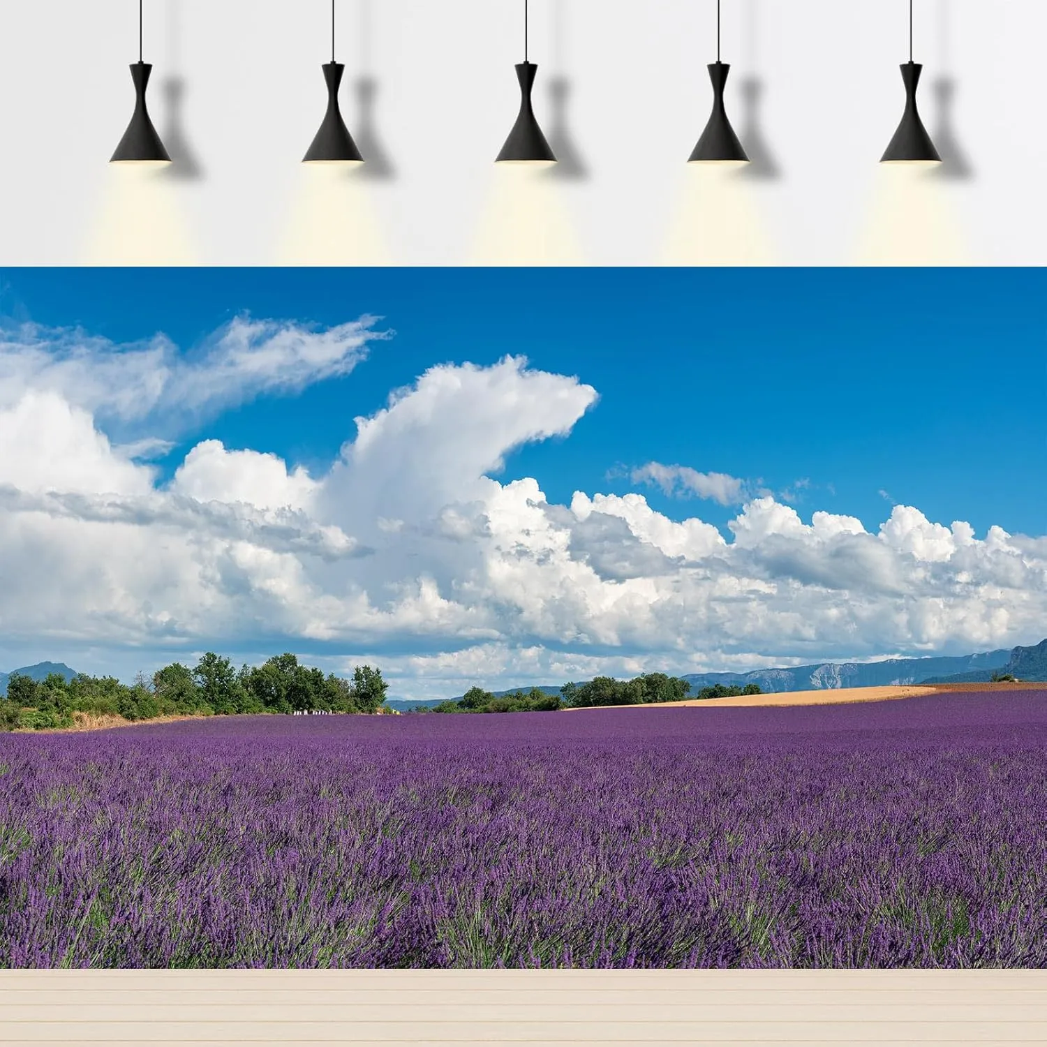 Lavender Fields Backdrop Provence Mountain Valley Lavender Field Photography Background Summer Alps Cloudy Blue Sky Nature Landscape Backdrop France Travel Hiking Party Background Props 7x5ft