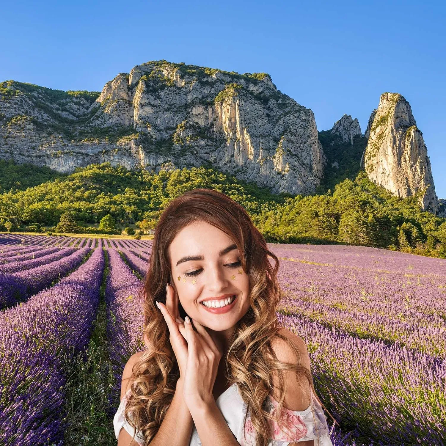Lavender Fields Backdrop Summer View of Lavender Fields in Bloom and Alps Mountains Photography Background Alps Mountain Ridge Nature Landscape Backdrop Decors Alps Travel Theme Background 7x5ft