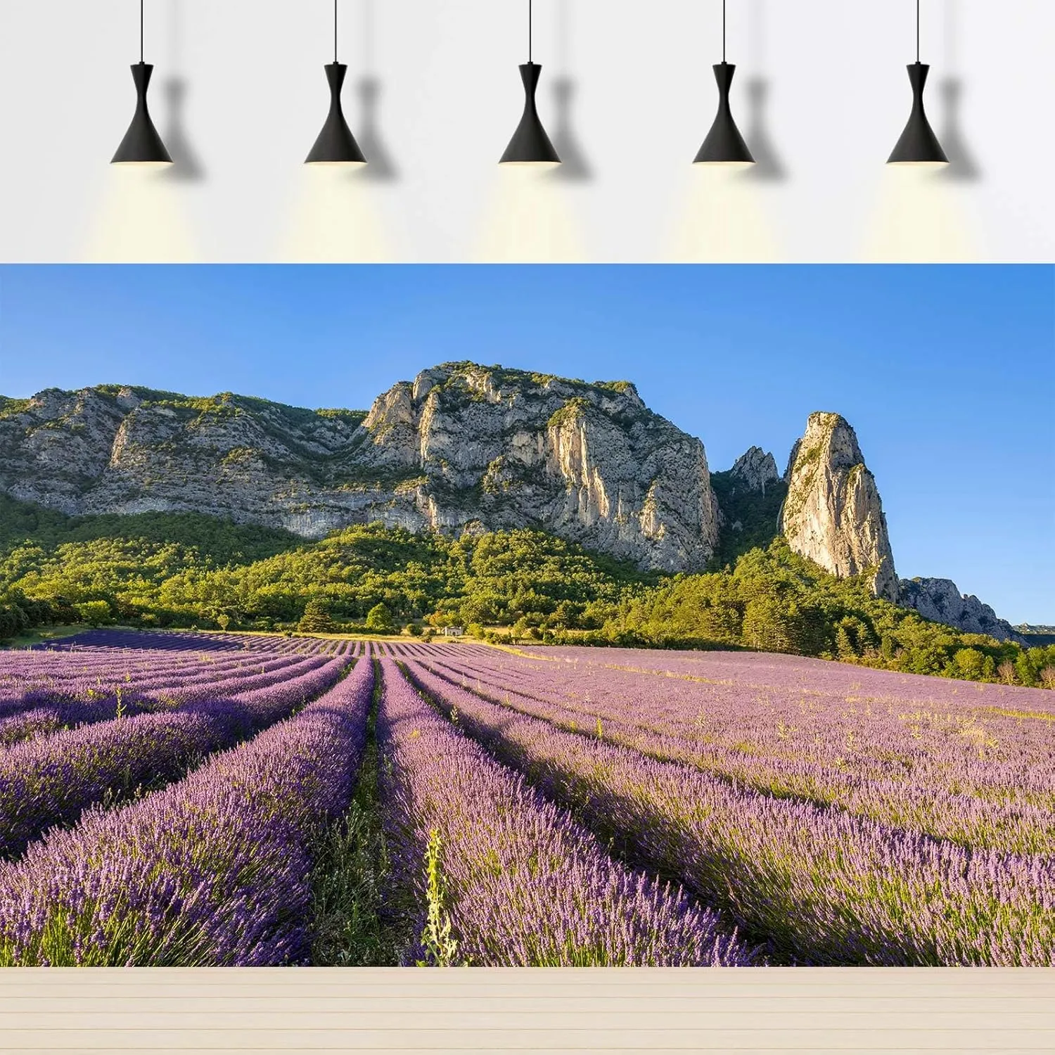 Lavender Fields Backdrop Summer View of Lavender Fields in Bloom and Alps Mountains Photography Background Alps Mountain Ridge Nature Landscape Backdrop Decors Alps Travel Theme Background 7x5ft