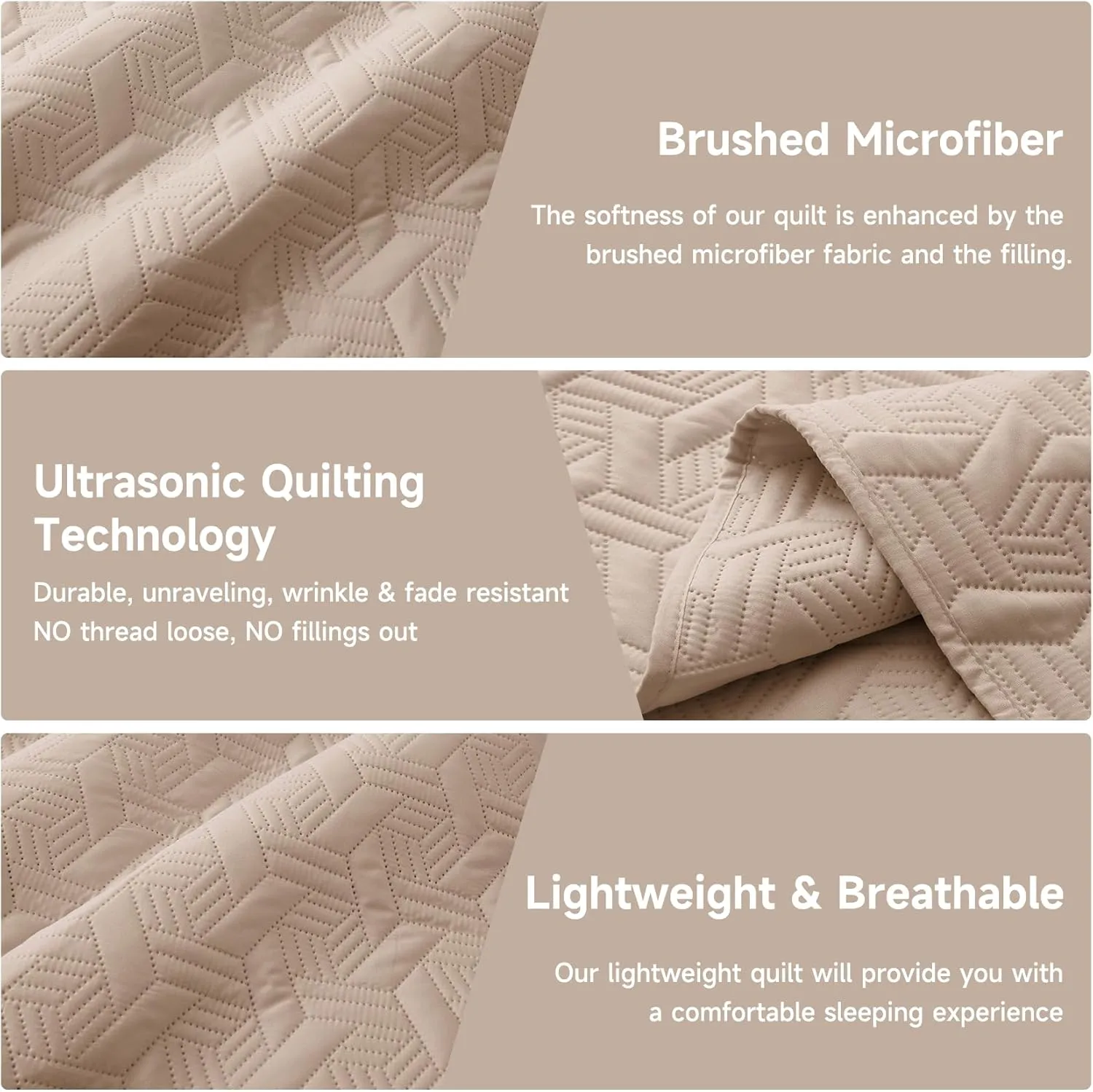 Lavsiry Light Camel Quilt Twin Size Bedding Set, Summer Thin Microfiber Quilted Bedspread & Coverlet, Soft Lightweight Comforter for All Seasons - 2 Piece(1 Quilt, 1 Pillow Sham)