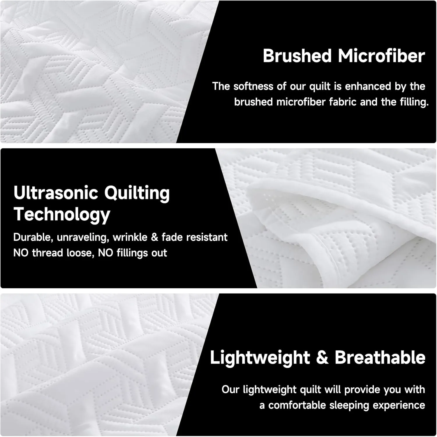 Lavsiry White Quilt King Size Bedding Set, Summer Thin Microfiber Quilted Bedspread & Coverlet, Soft Lightweight Comforter for All Seasons - 3 Piece(1 Quilt, 2 Pillow Shams)