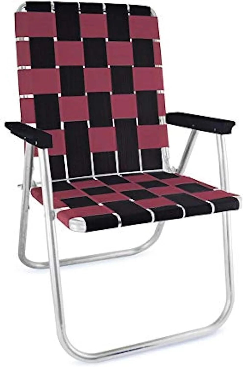 Lawn Chair USA | Folding Aluminum Webbed Chair for Camping, Sports, and Beach | Classic - Black//Burgundy