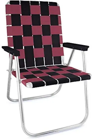 Lawn Chair USA | Folding Aluminum Webbed Chair for Camping, Sports, and Beach | Classic - Black//Burgundy