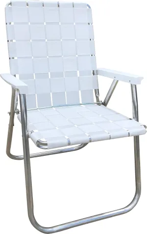 Lawn Chair USA | Folding Aluminum Webbed Chair for Camping, Sports, and Beach | Classic - Bright White