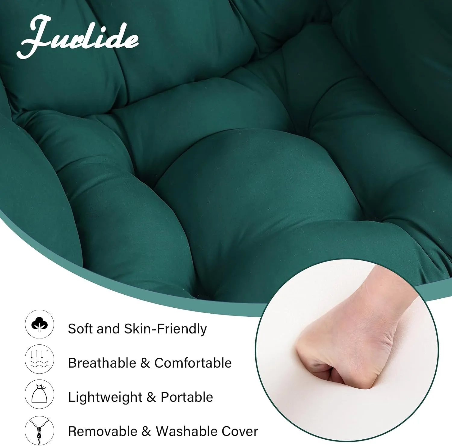 Lazy Chair with Ottoman, Comfy Fabric Accent Lounge Arm Chair with Lumbar Pillow and Folding Footrest, Reading Leisure Sofa Aimchair for Bedroom, Living Room, Dorm,Dark Green