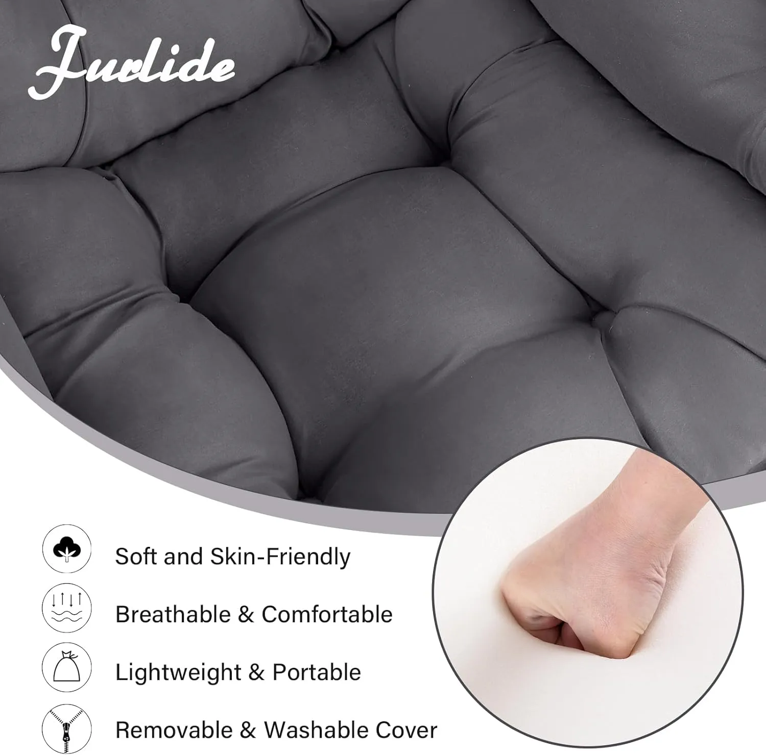 Lazy Chair with Ottoman, Comfy Fabric Accent Lounge Arm Chair with Lumbar Pillow and Folding Footrest, Reading Leisure Sofa Armchair for Bedroom, Living Room, Dorm,Dark Grey