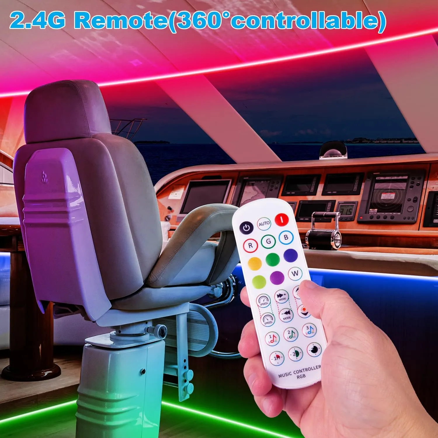 LED Boat Lights Strip 50FT, IP67 Marine LED Strip Pontoon Boat Light App Control, 12V RGB Waterproof Boat Interior Light, Night Fishing Lighting for Bass Boat, Kayak, Jon Boat, Deck