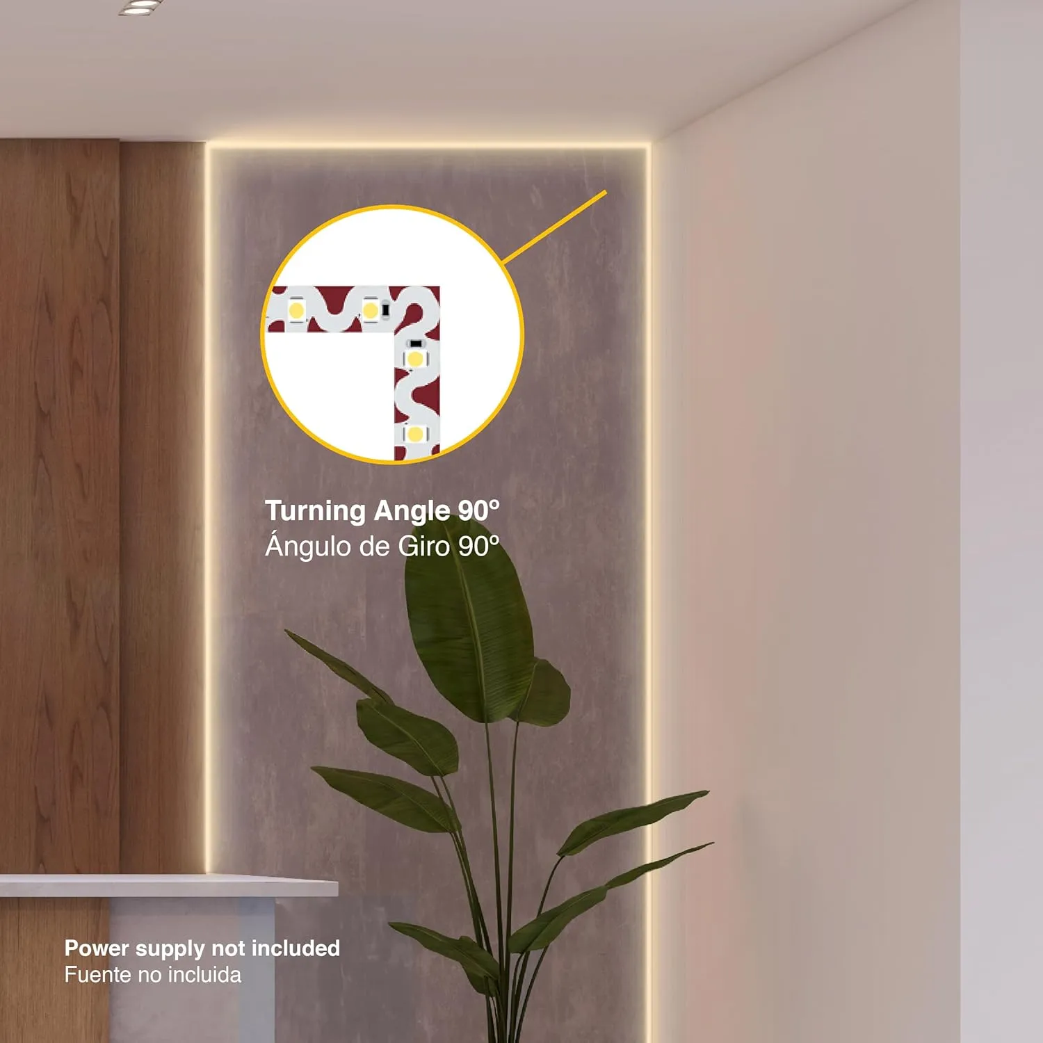 LED Lighting 12V 16.4ft UL Listed Warm White 2835 SMD Zig-Zag LED Strip Lights Dimmable 660lm/m 6.2W/m 300 LEDs 60 LEDs/m IP33 Non-Waterproof. S Shape Angle Turning Capable
