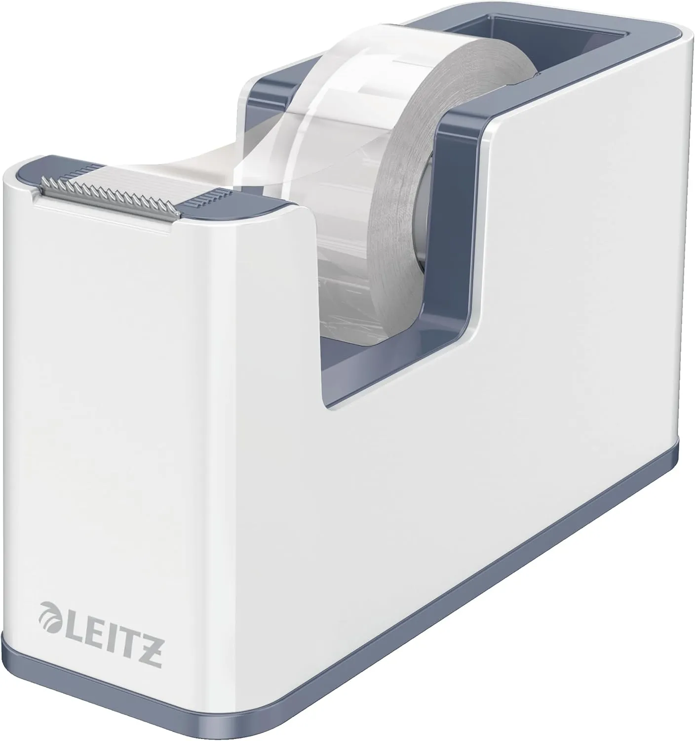 Leitz Tape Dispenser, Heavy Base with Tape, Wow Range, Pearl White/Grey