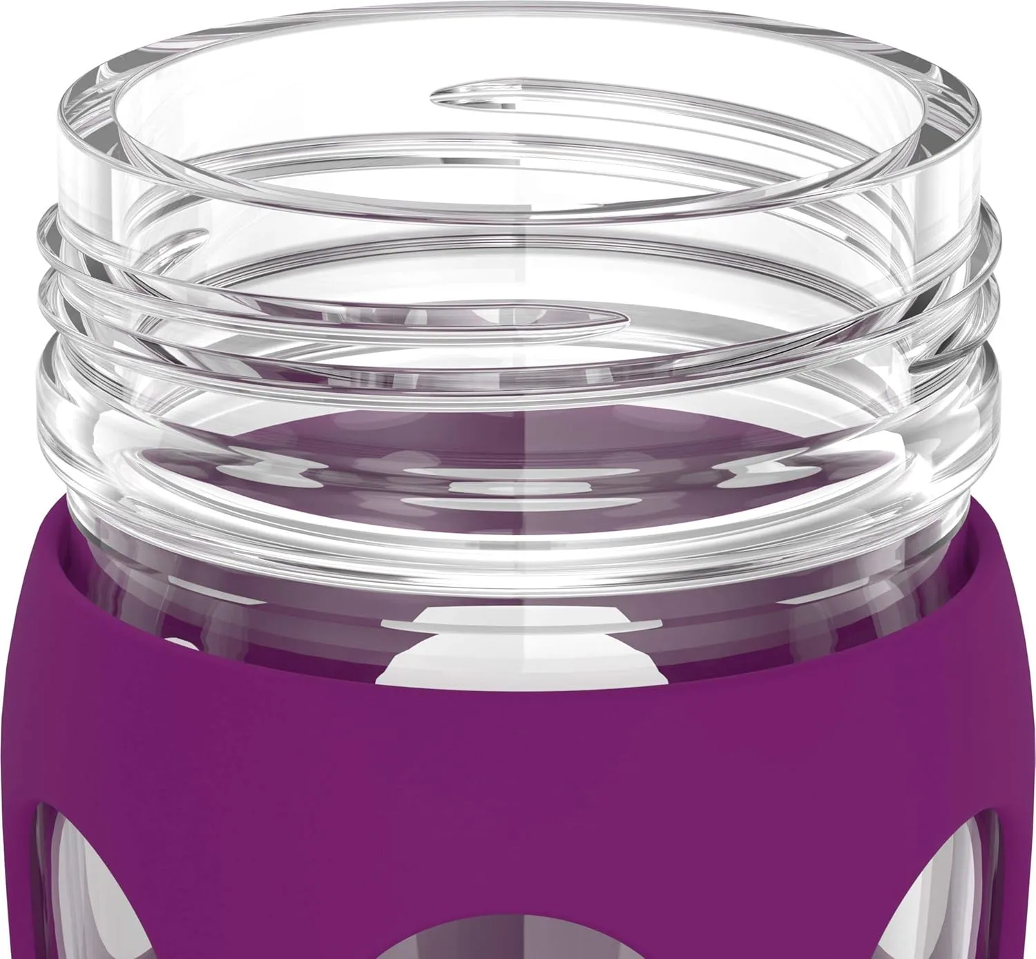 Lifefactory 16-Ounce Glass Water Bottle with Active Flip Cap and Protective Silicone Sleeve, Plum