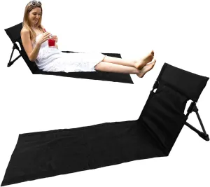 Lightweight Beach Chair, Portable Beach Lounger, Reclining Beach Mat - Portable Beach Mat, Soft Beach Lounger Easy to Fold and Carry, Waterproof Backpack Beach Chair for Camping Picnic, Black