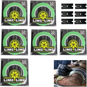 LiME LiNE Ultimate Fineline Striping Tape Pack, 3 Rolls 1/8", 2 Rolls 1/16", 1 roll 1/4" with Bonus Tape Removal Blades
