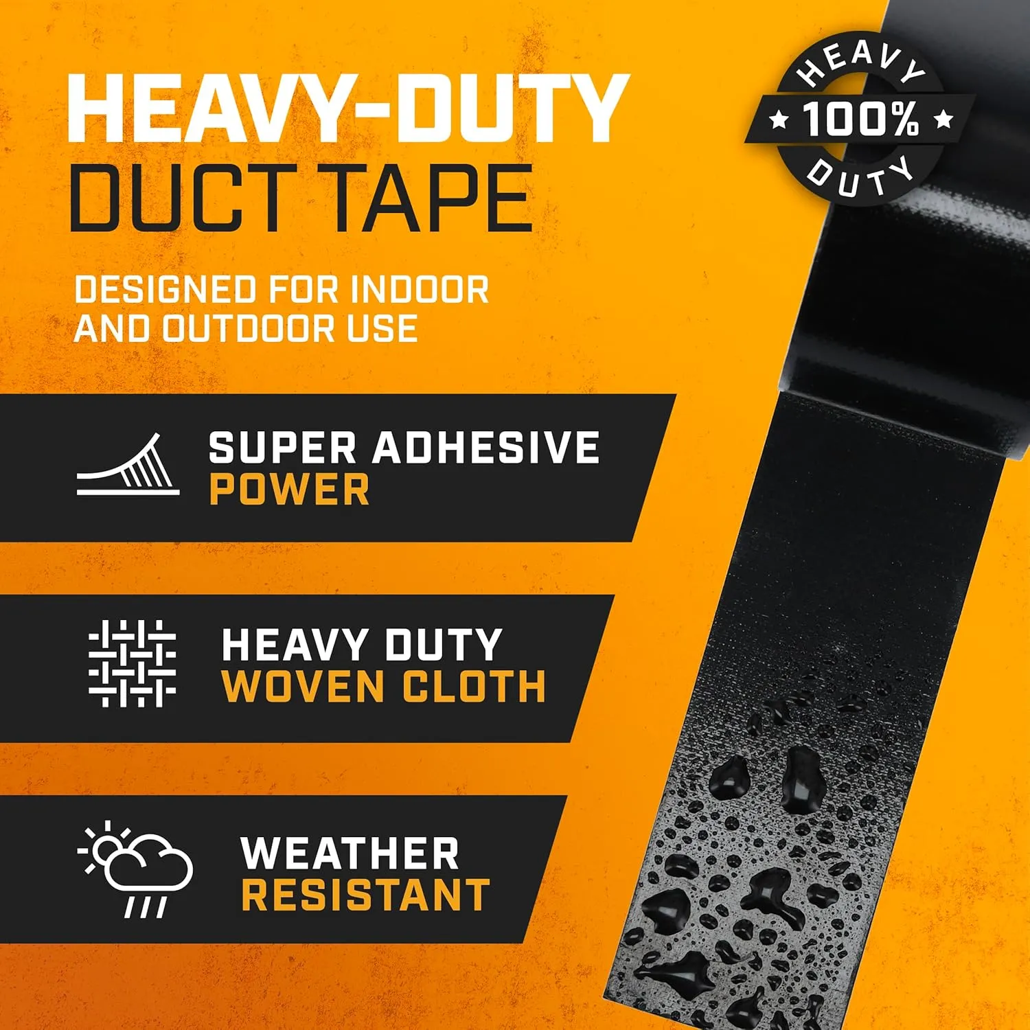 Lockport Black Duct Tape - Roll Multi 6 Pack 20 Yards x 2 Inch - Waterproof - No Residue - Duct Tape Bulk Value