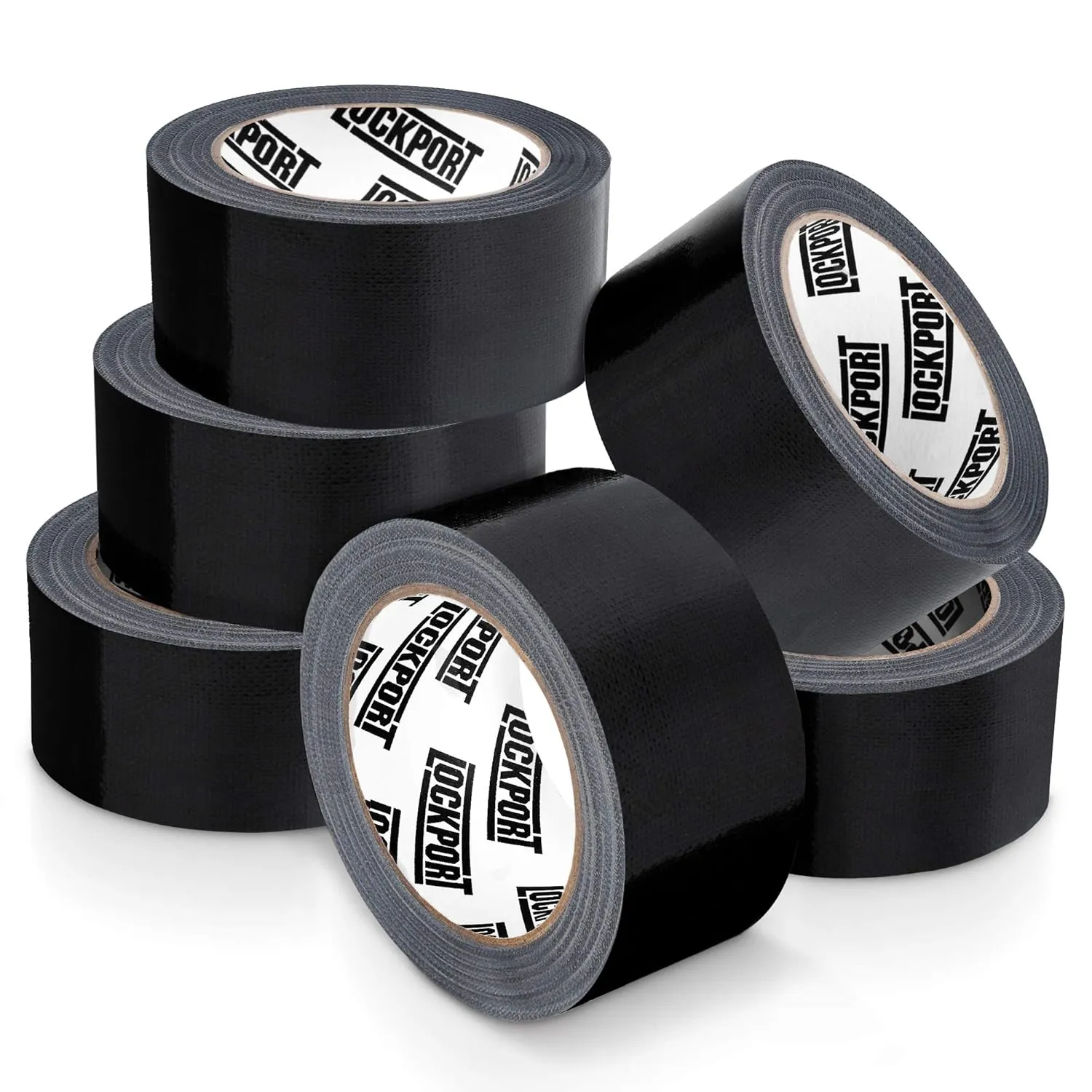 Lockport Black Duct Tape - Roll Multi 6 Pack 20 Yards x 2 Inch - Waterproof - No Residue - Duct Tape Bulk Value