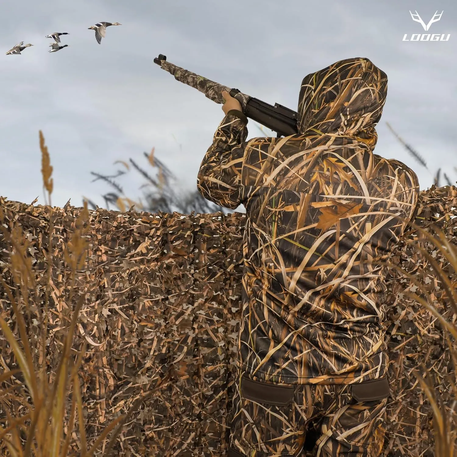 LOOGU Camo Netting, Camouflage Net Blinds Great for Sunshade Camping Shooting Hunting