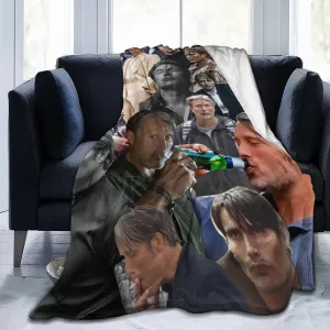 Mads Mikkelsen Blanket Flannel Fleece Printed Throw Blankets Ultra Soft Micro Warm Blanket for All Season Bedding Chair Sofa Couch Bed 50"x40"