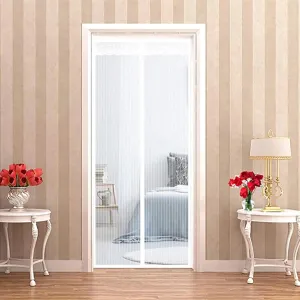 Magnetic Mosquito Net Window 130x230cm (51x91inch) Anti Insect Mosquito Net Door Window Totally Magnetic Fresh Air in & Keep Bugs Out-White