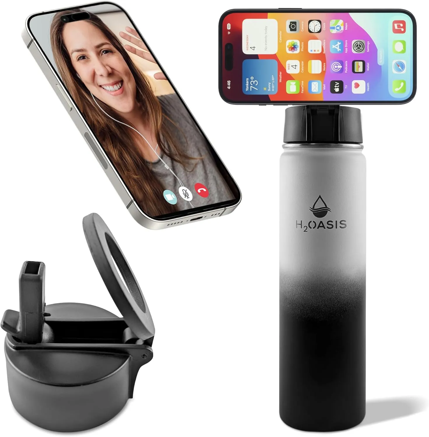 MagSafe Compatible Magnetic Water Bottle With Phone Holder,Stainless Steel Insulated Flask With Magnetic Phone Tripod Mount 360° Rotate, Storage, Leakproof, Strong Magnet 25oz (25oz)