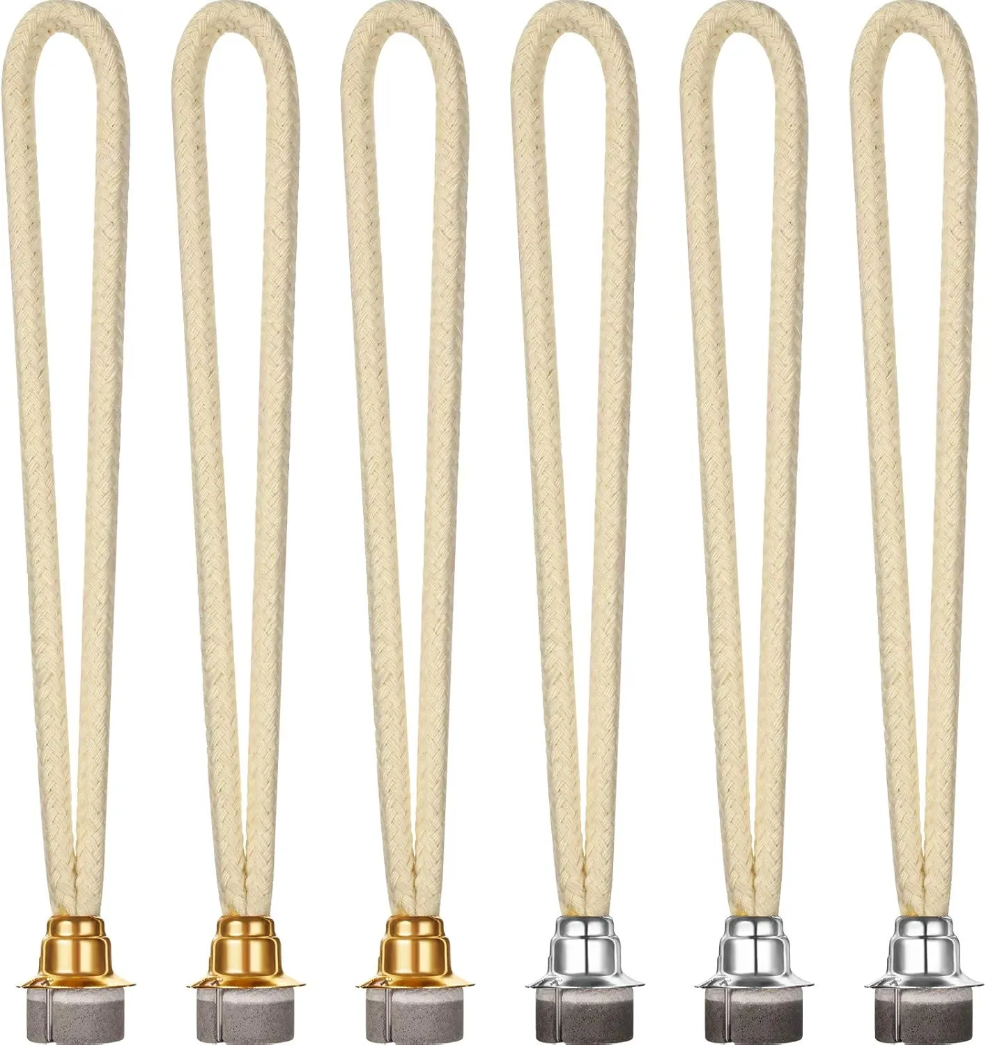 Maitys 6-Piece Wick Replacement Oil Lamp Wick Set for Catalytic Burner Diffuser Aromatherapy, Silver & Gold