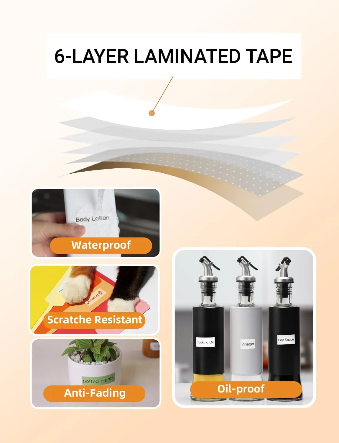 MakeID L1 E1 Q1 Label Maker Tape Refills, 3-Roll 16mm x 4m (0.63" x 13') Continuous Consumables Thermal Laminated Office Labeling Tape Replacement