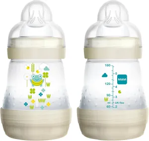 MAM Baby Bottles for Breastfed Babies, MAM Baby Bottles Anti Colic, White, 2 Count
