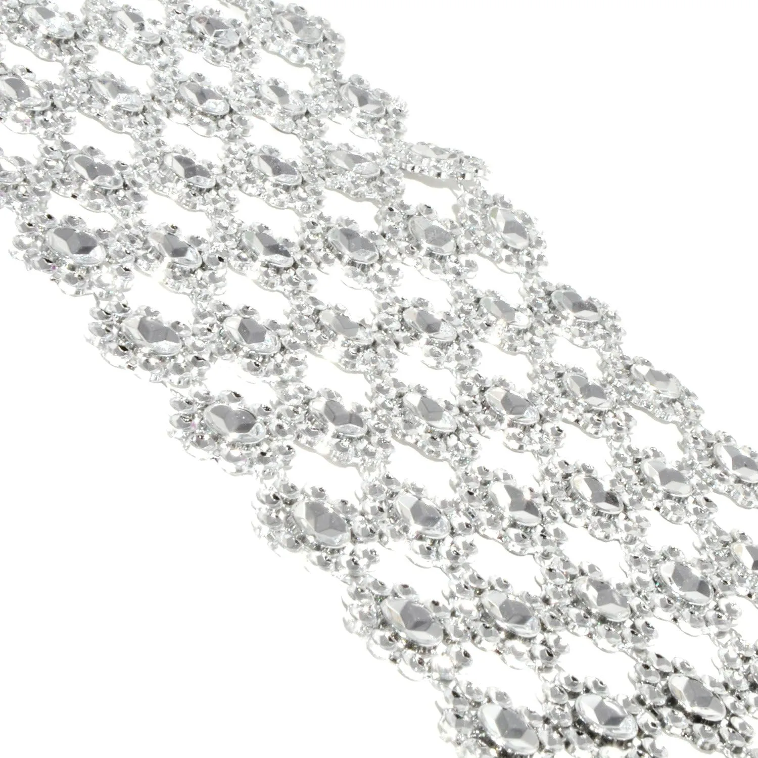 Mandala Crafts Silver Bling Wrap Rhinestone Ribbon - 4 in 10 Yds Crystal Rhinestones Mesh Ribbon - Diamond Wrap Rhinestone Strips Roll for Crafts Wedding Party Decoration