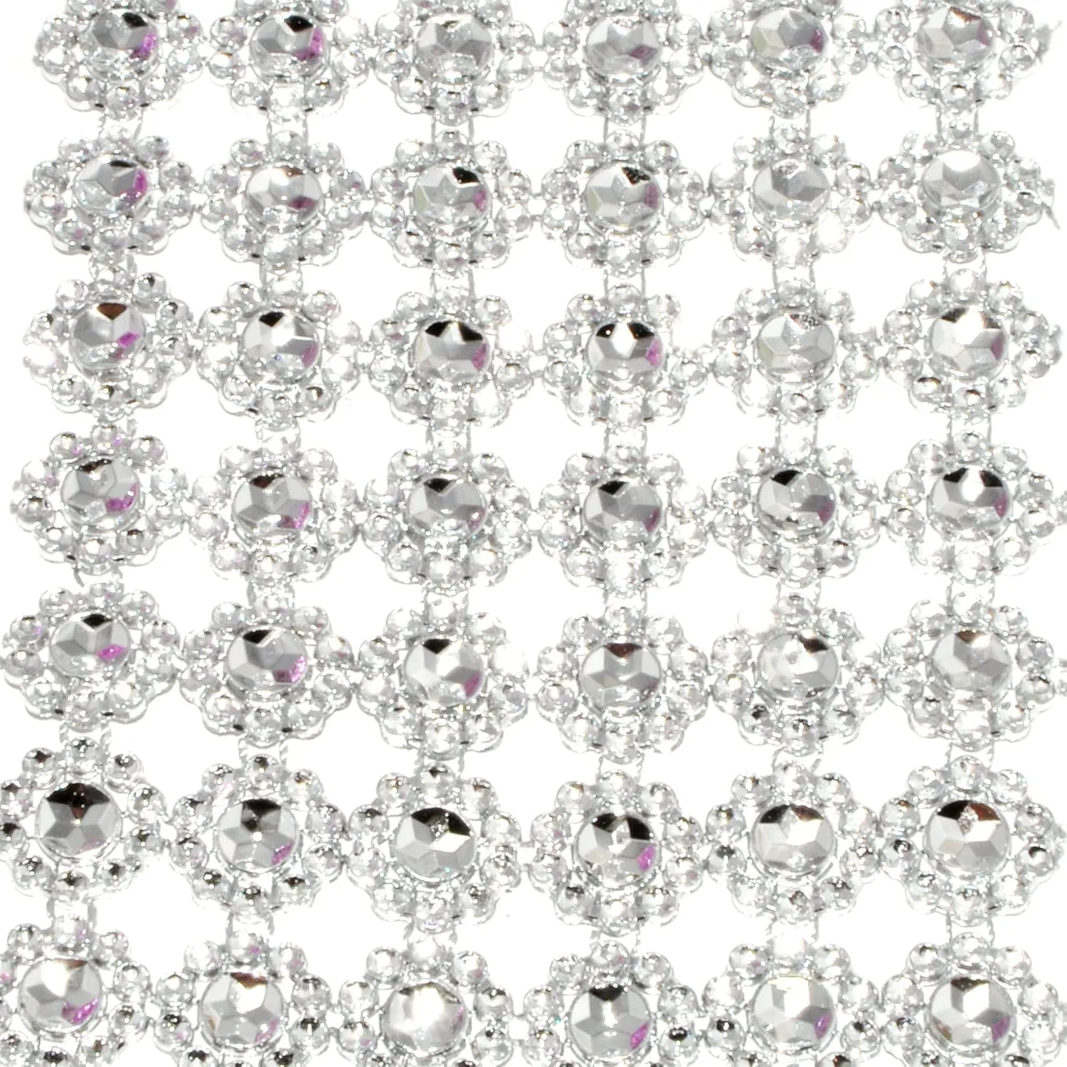 Mandala Crafts Silver Bling Wrap Rhinestone Ribbon - 4 in 10 Yds Crystal Rhinestones Mesh Ribbon - Diamond Wrap Rhinestone Strips Roll for Crafts Wedding Party Decoration