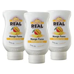 Mango Reàl Infused Exotics, Mango Puree Infused Syrup, 16.9 FL OZ Squeezable Bottle (Pack of 3)
