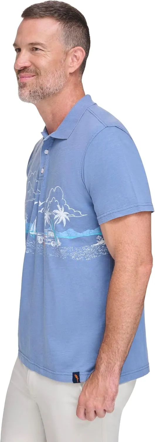 Margaritaville Men's Island Reserve Beach Scene Polo