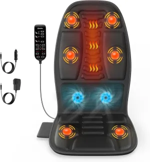 Massage Seat Cushion with Heat, Back Massager for Chair, Chair Massager for Full Body Massage, Deep Tissue Vibration Pad with 2 Adapters, Gifts for Dad Mom