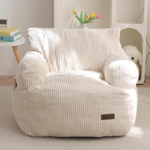 MAXYOYO Kids Bean Bag Chair, Stuffed Toddler Bean Bag Sofa with Filler Bean Bag Chair for Boys and Girls, Lazy Sofa with Pocket Floor Chair for Gaming, Reading, Beige
