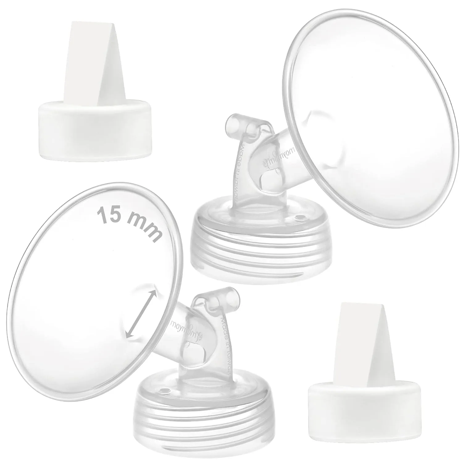 Maymom 15mm Wide Mouth Flange and Duckbill Compatible with Spectra/Motif Luna/Ameda MYA Pumps.