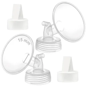 Maymom 15mm Wide Mouth Flange and Duckbill Compatible with Spectra/Motif Luna/Ameda MYA Pumps.