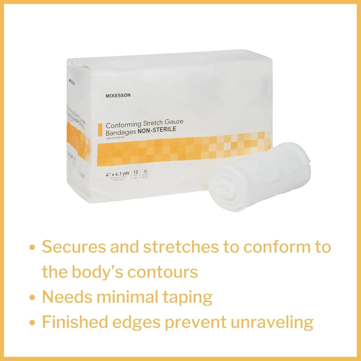 McKesson Conforming Stretch Gauze Bandages, Non-Sterile, 4 in x 4 1/10 yds, 96 Count