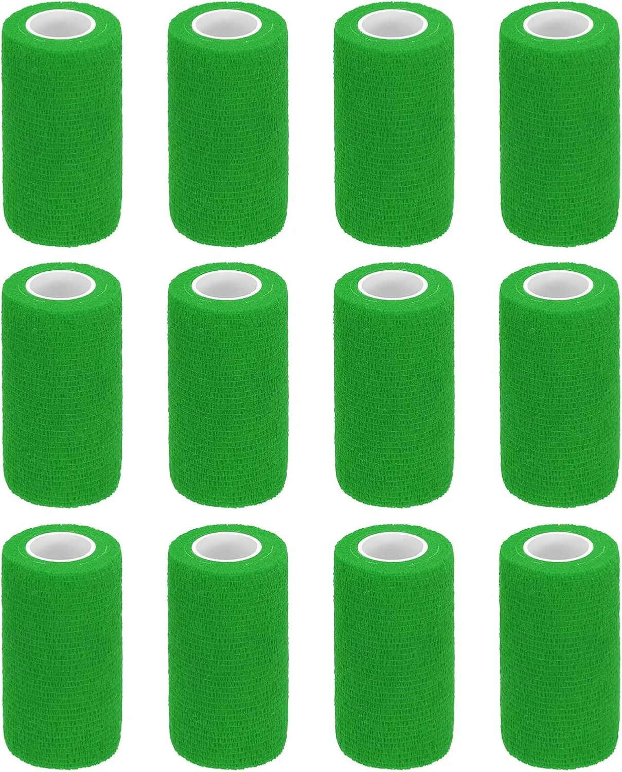 MECCANIXITY 12 Pack Elastic Cohesive Bandage Wrap 4 Inch x 5 Yards Breathable Self Adhesive Athletic Tape Roll Emerald Green for Sports Wrist Ankle Support