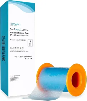 MedVance Silicone Tape 2" Wide Soft with Perforation and Cuttable (3 Pack, 1.5 Yards)