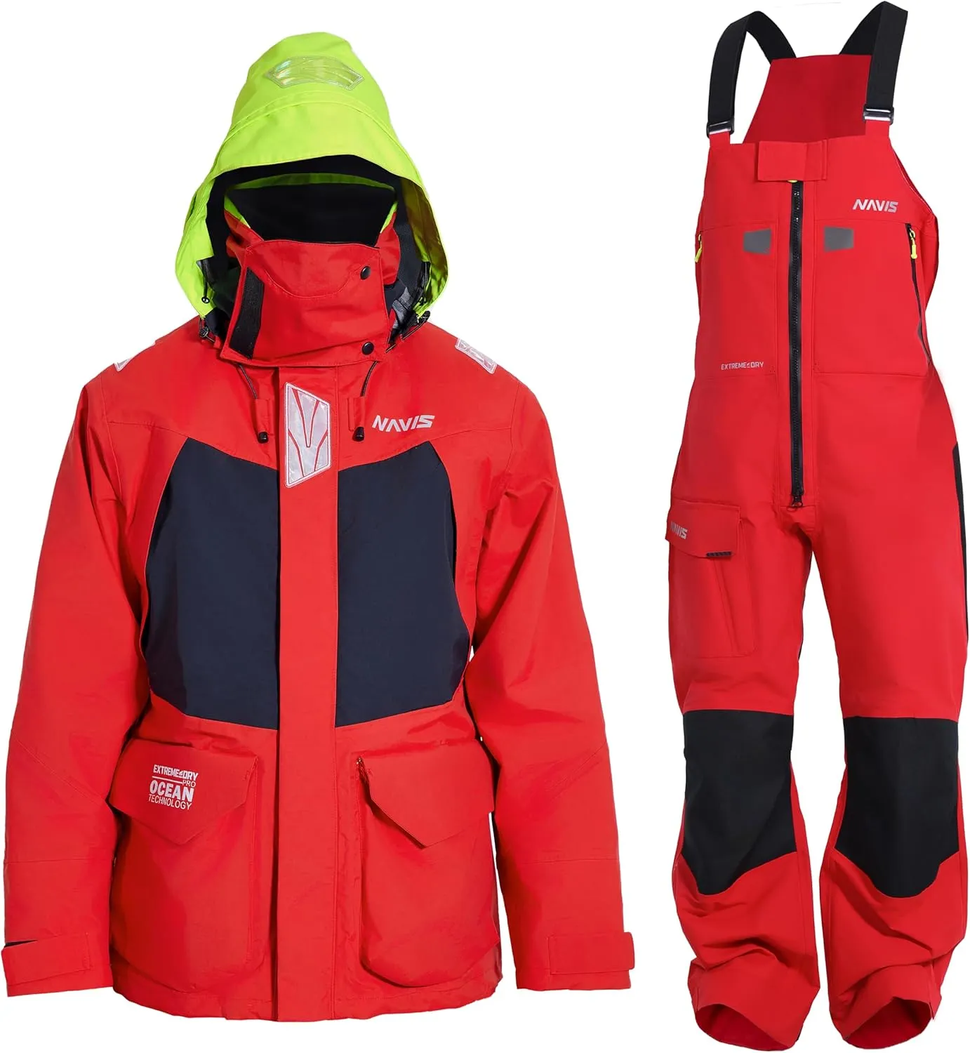 Men's Ocean PRO Sailing Suit-Premium 3-Layer Jacket&Bib Waterproof Windproof for Foul Weather