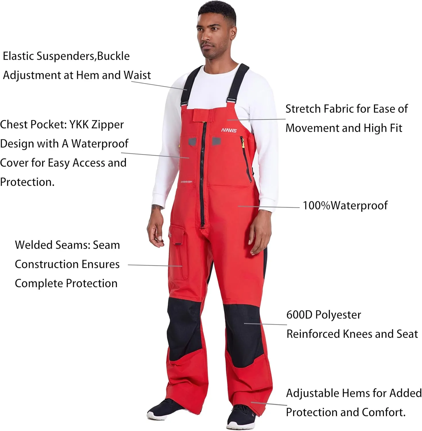 Men's Ocean PRO Sailing Suit-Premium 3-Layer Jacket&Bib Waterproof Windproof for Foul Weather