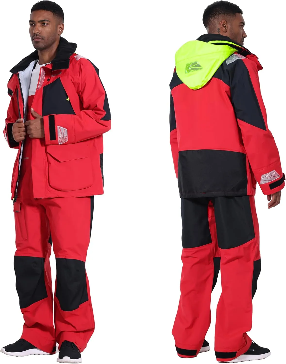 Men's Ocean PRO Sailing Suit-Premium 3-Layer Jacket&Bib Waterproof Windproof for Foul Weather