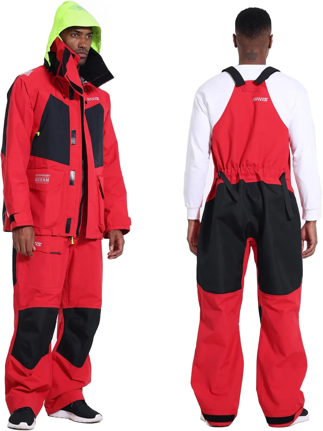 Men's Ocean PRO Sailing Suit-Premium 3-Layer Jacket&Bib Waterproof Windproof for Foul Weather