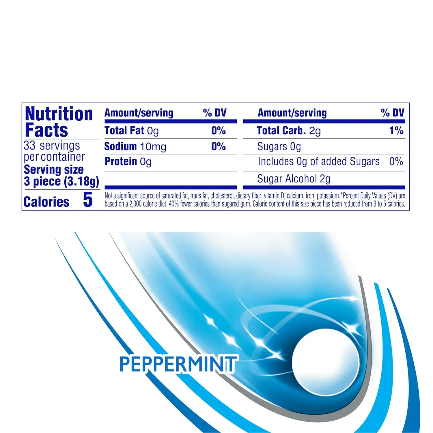 Mentos Always White Peppermint Sugar Free Gum with Xylitol Sweetener, 100 Count Bottle, 4 Bottles