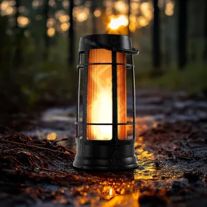Metal Outdoor Solar Lantern, Flickering Solar Lanterns Outdoor Waterproof with Patented LED, Outdoor Lanterns for Porch, Patio, Garden, Tabletop, Hanging Use, Matte Black (1 Pack)