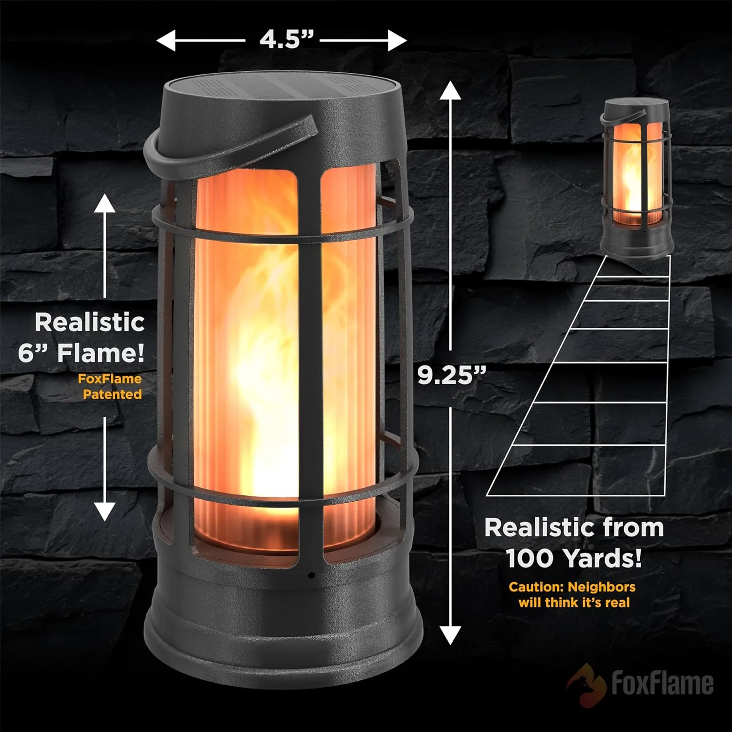 Metal Outdoor Solar Lantern, Flickering Solar Lanterns Outdoor Waterproof with Patented LED, Outdoor Lanterns for Porch, Patio, Garden, Tabletop, Hanging Use, Matte Black (1 Pack)
